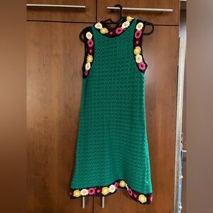 Zara Green Crochet Dress NWT